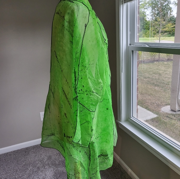 Paul Sisti Lime Green/Black with Black Piping Sheer Jacket/Topper (One Size) - Picture 6 of 16